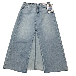 Rewash Denim Skirt  Midi Maxi High Slit Raw Edge Size 1 Western Cowgirl Rodeo